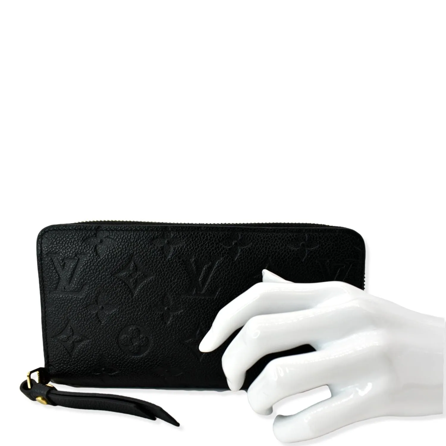 LOUIS VUITTON Monogram Empreinte Leather Zippy Wallet Black