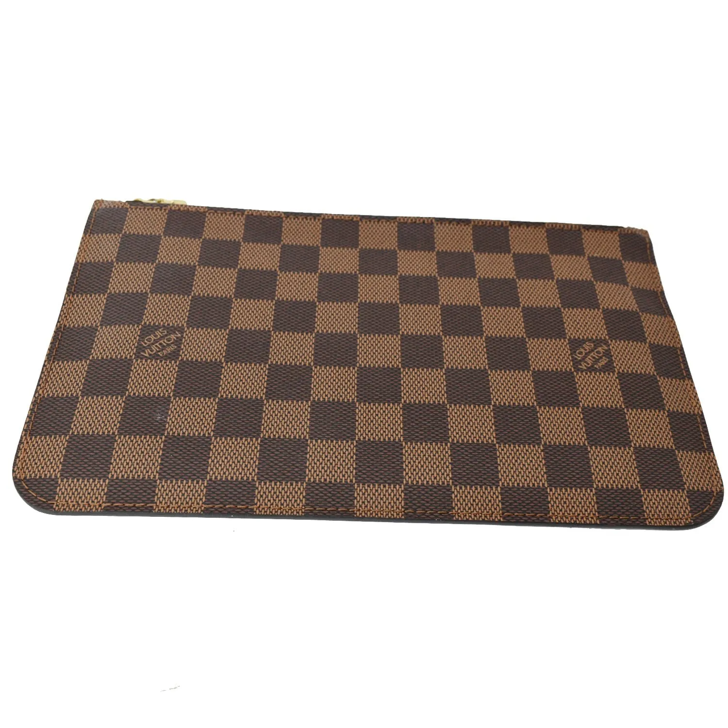 LOUIS VUITTON Neverfull MM Damier Ebene Pochette Wristlet Pouch Brown