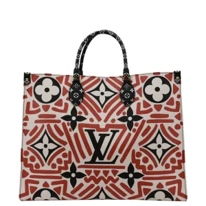 LOUIS VUITTON Onthego GM Crafty Monogram Giant Canvas Shoulder Bag Red
