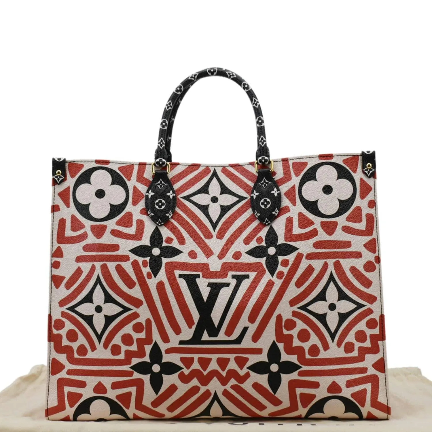 LOUIS VUITTON Onthego GM Crafty Monogram Giant Canvas Shoulder Bag Red