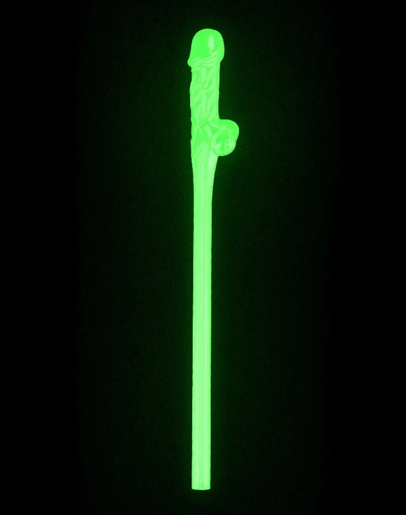 Lovetoy - Herbruikbare Piemel Drinkrietjes - Glow In The dark