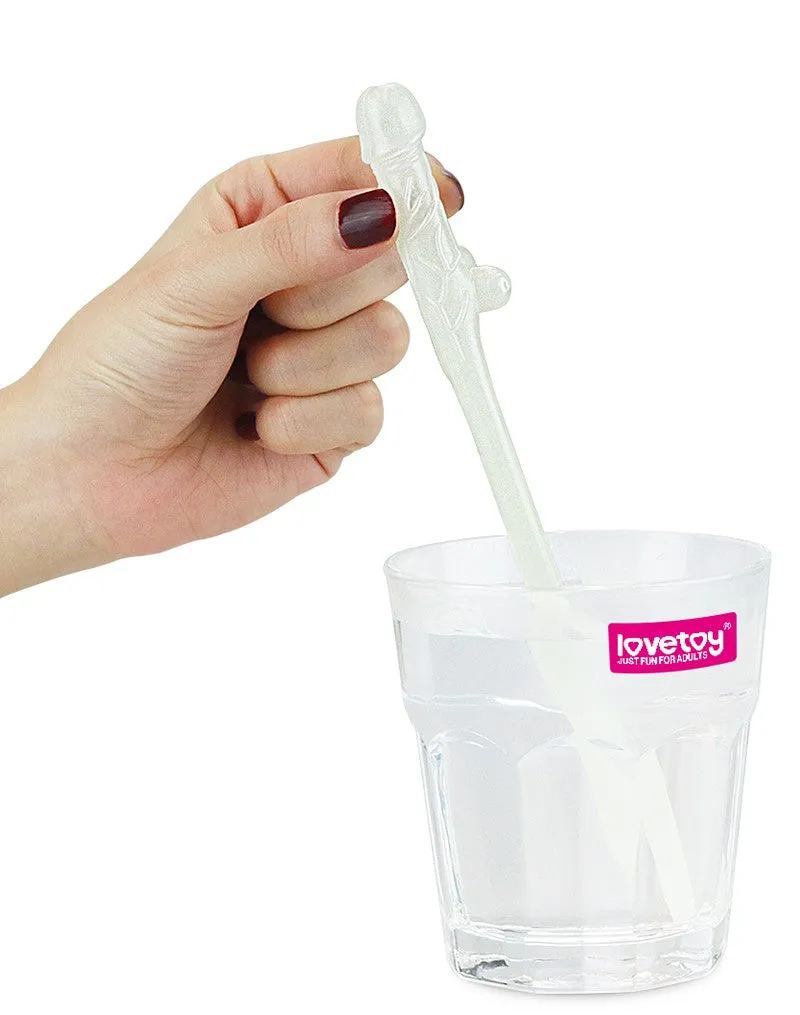 Lovetoy - Herbruikbare Piemel Drinkrietjes - Glow In The dark