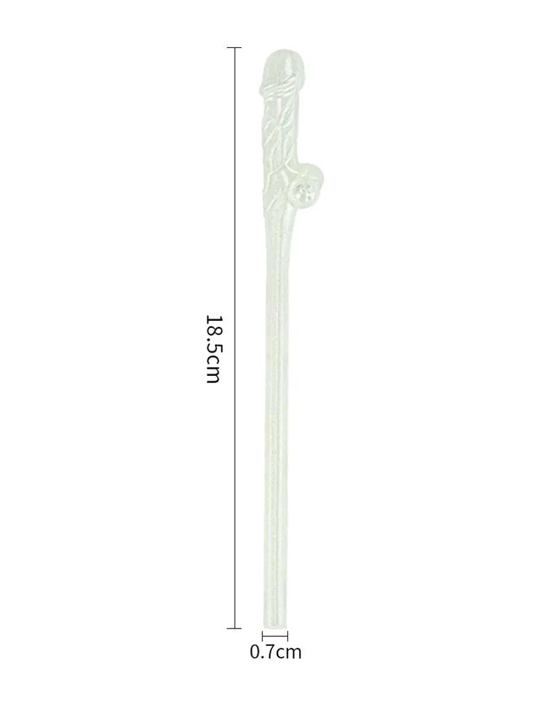 Lovetoy - Herbruikbare Piemel Drinkrietjes - Glow In The dark