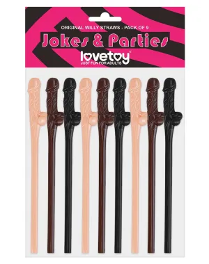 Lovetoy - Herbruikbare Piemel Drinkrietjes - Lichte En Donkere Huidskleuren
