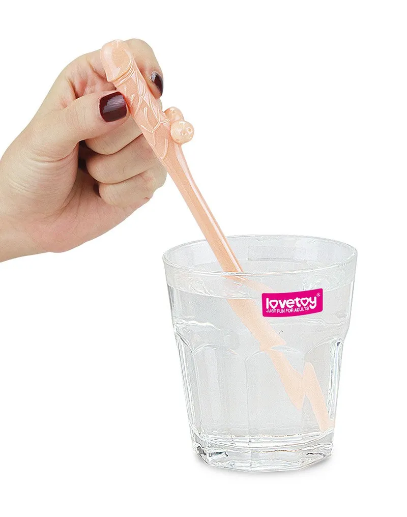 Lovetoy - Herbruikbare Piemel Drinkrietjes - Lichte Huidskleur