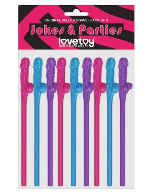 Lovetoy - Herbruikbare Piemel Drinkrietjes - Multicolour