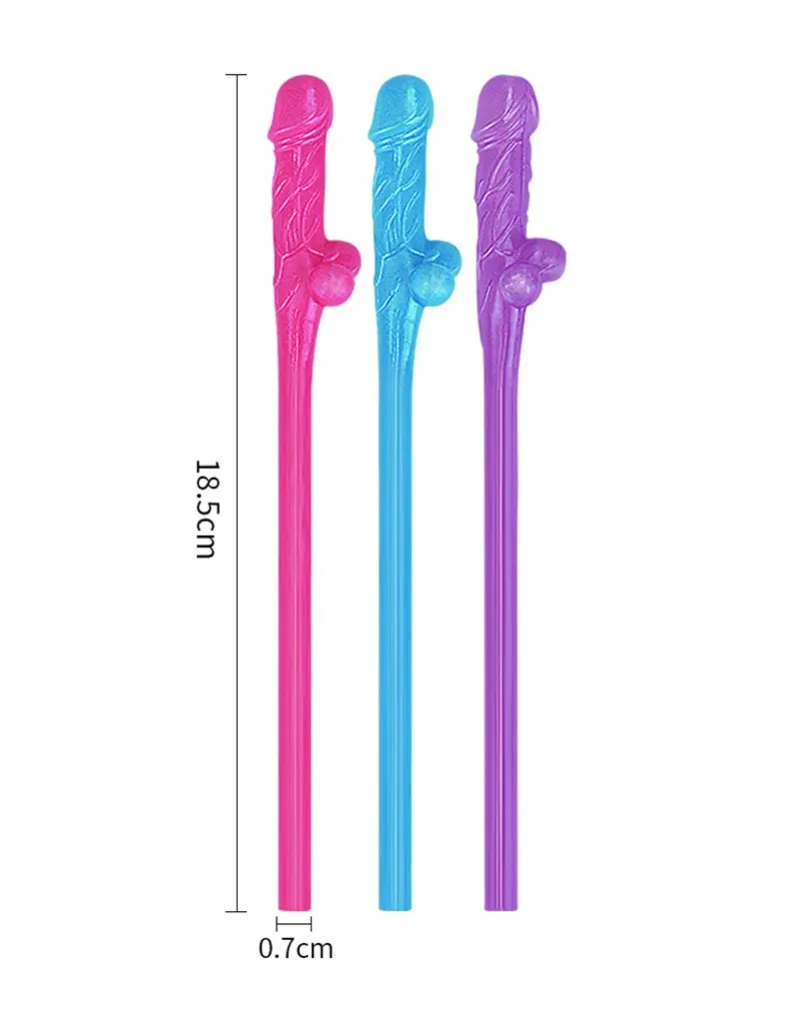 Lovetoy - Herbruikbare Piemel Drinkrietjes - Multicolour