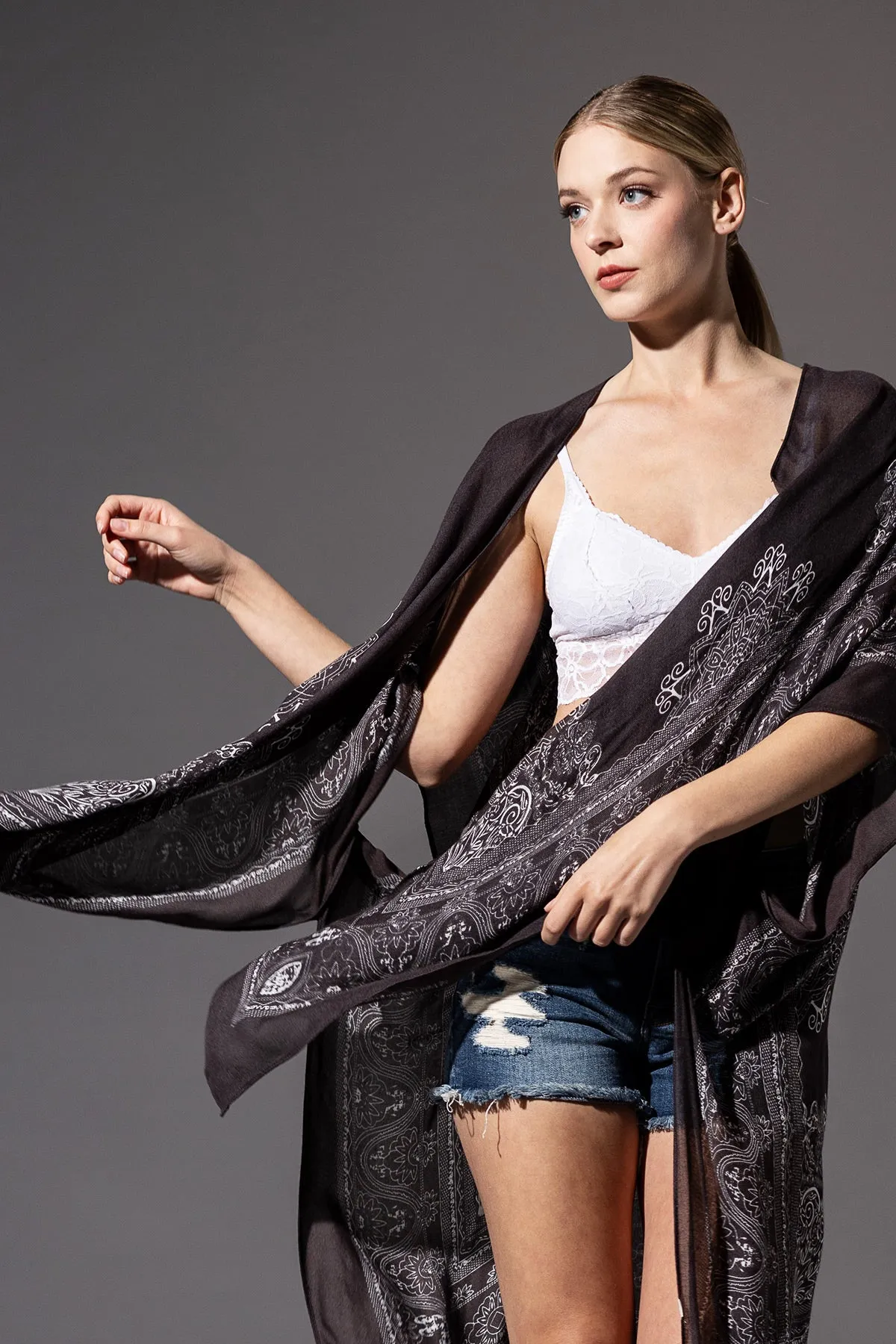 mandala print kimono