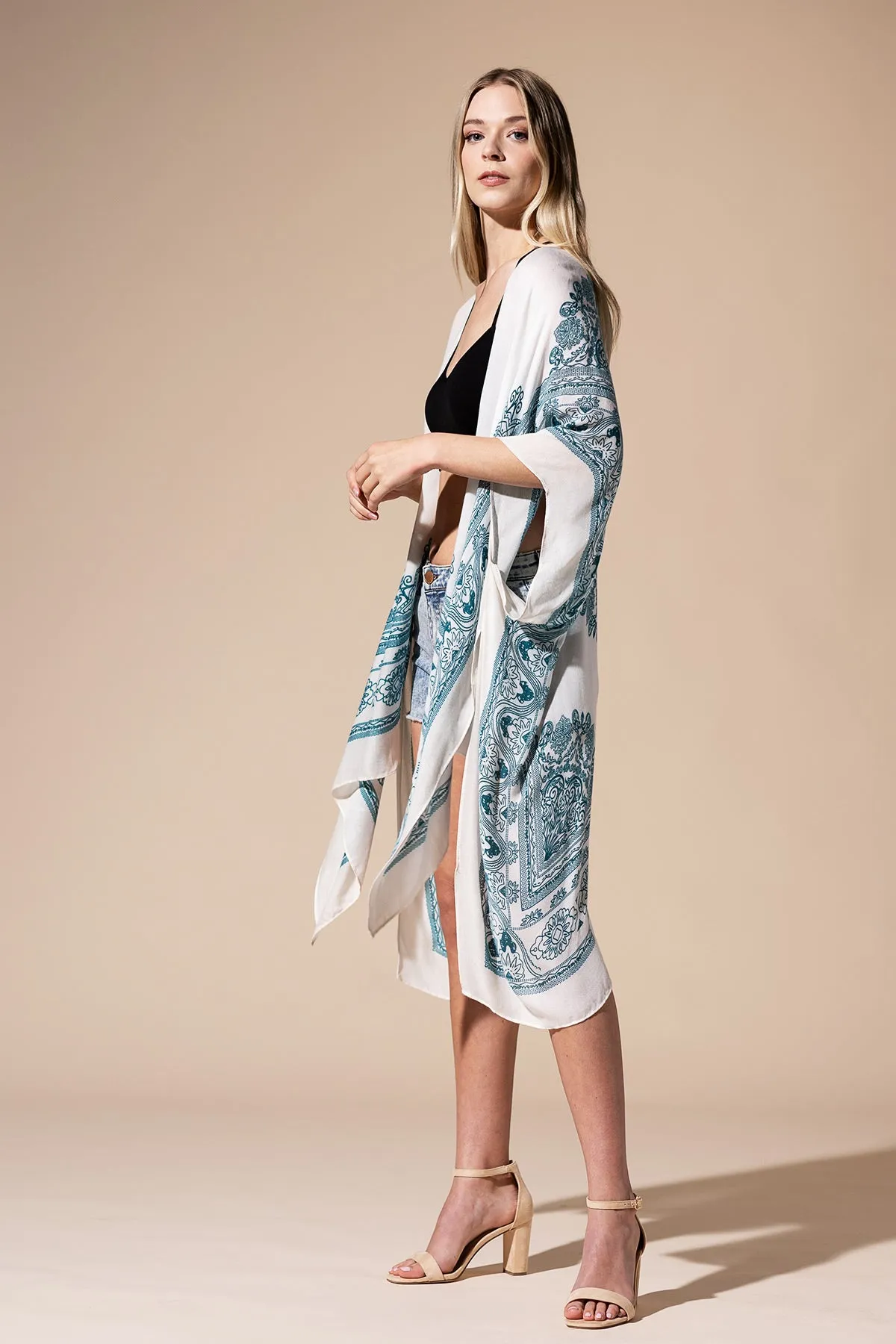 mandala print kimono