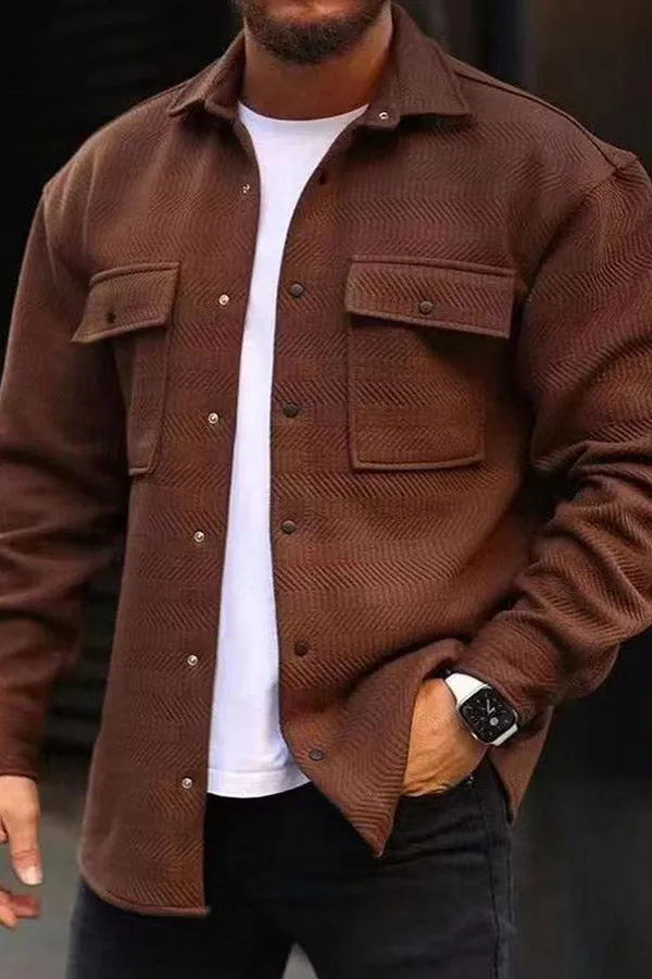 Men's Casual Jacket Solid Long Sleeve Pockets Jacket