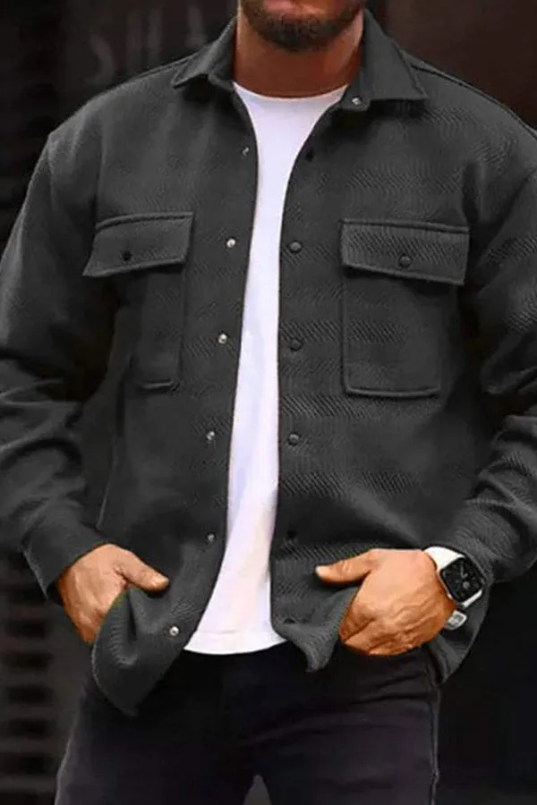 Men's Casual Jacket Solid Long Sleeve Pockets Jacket