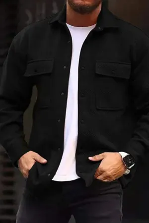 Men's Casual Jacket Solid Long Sleeve Pockets Jacket