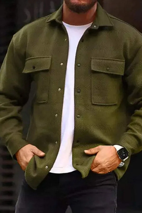 Men's Casual Jacket Solid Long Sleeve Pockets Jacket