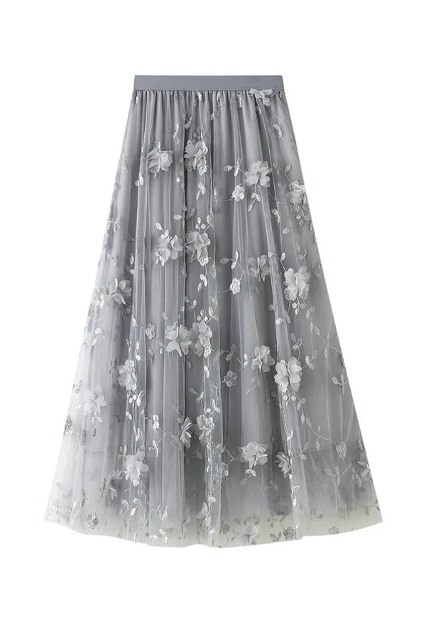 Mesh embroidery heavy industry skirt large size gauze skirt