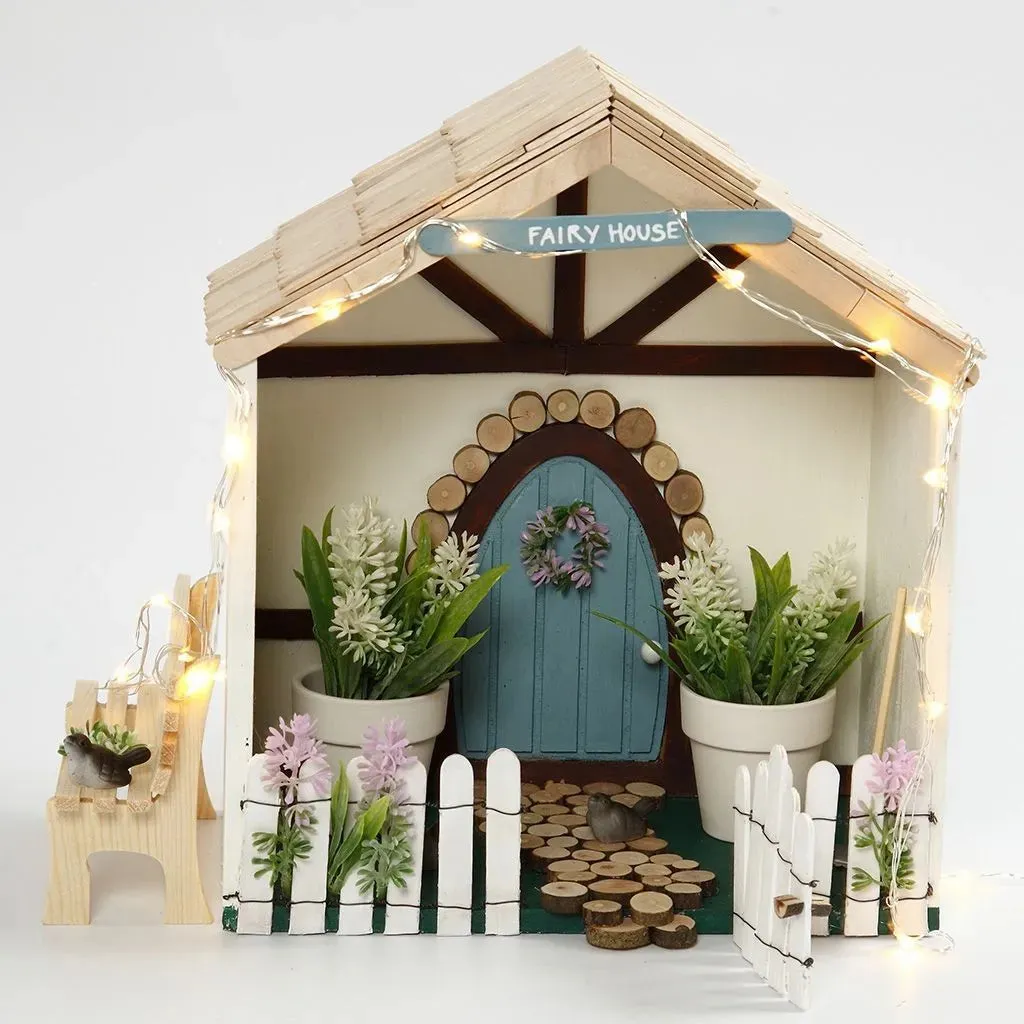 Miniature Door Small Oval Plank Frame With Handle Decoration