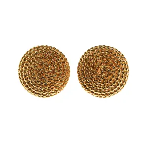 Monet Earrings, Gold, Round, Cable, Rope Designer, Timeless, Classic, Designer Earrings, 1980s