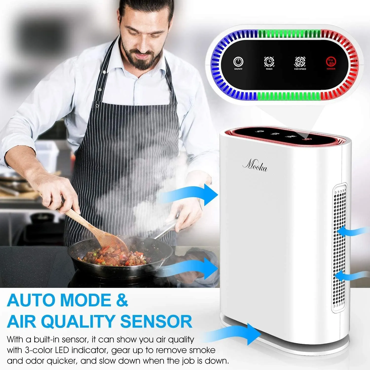 MOOKA True HEPA  Smart Air Purifier, Large Room up to 540ft