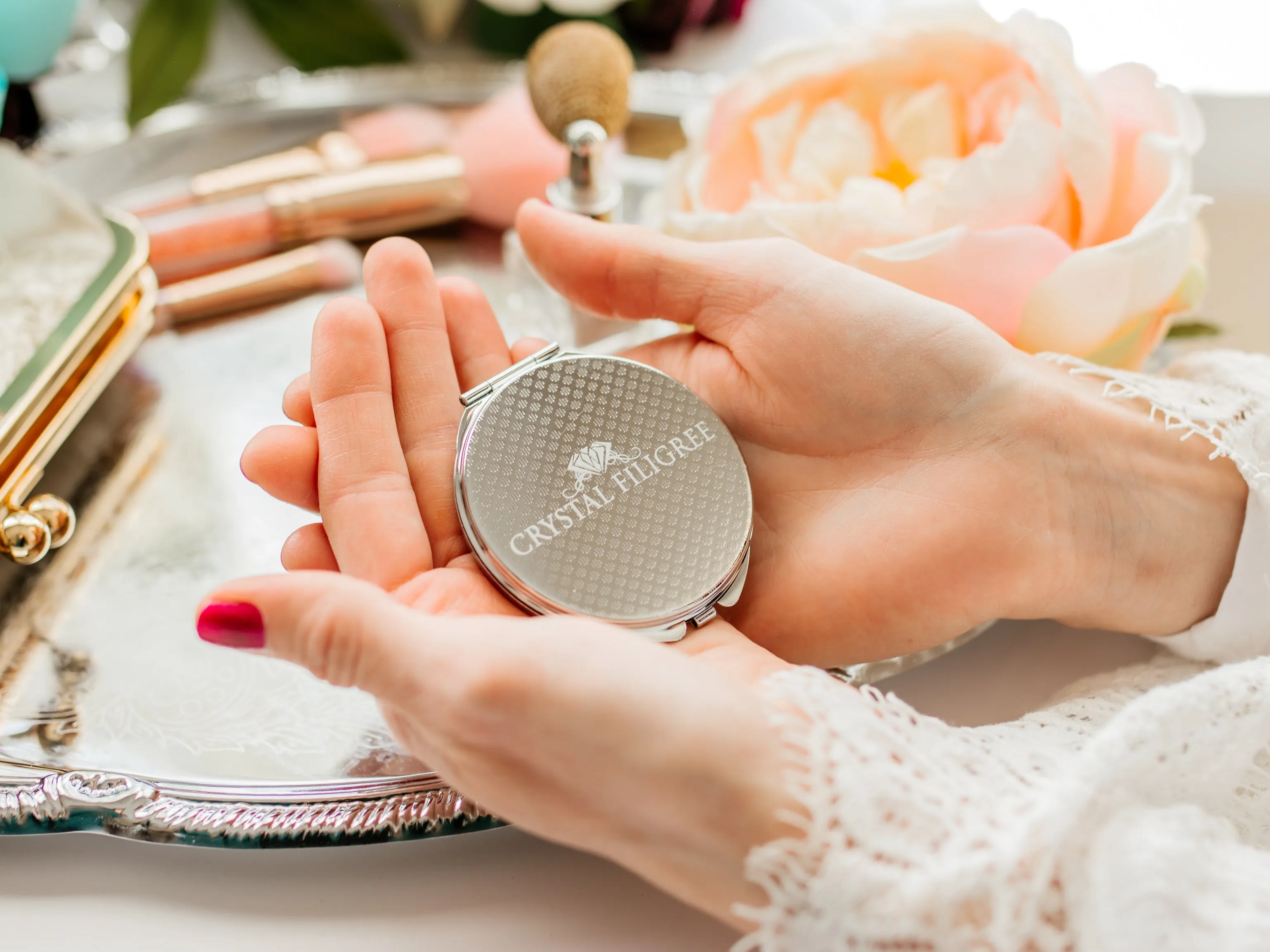 Mother and Son Vintage Compact Mirror