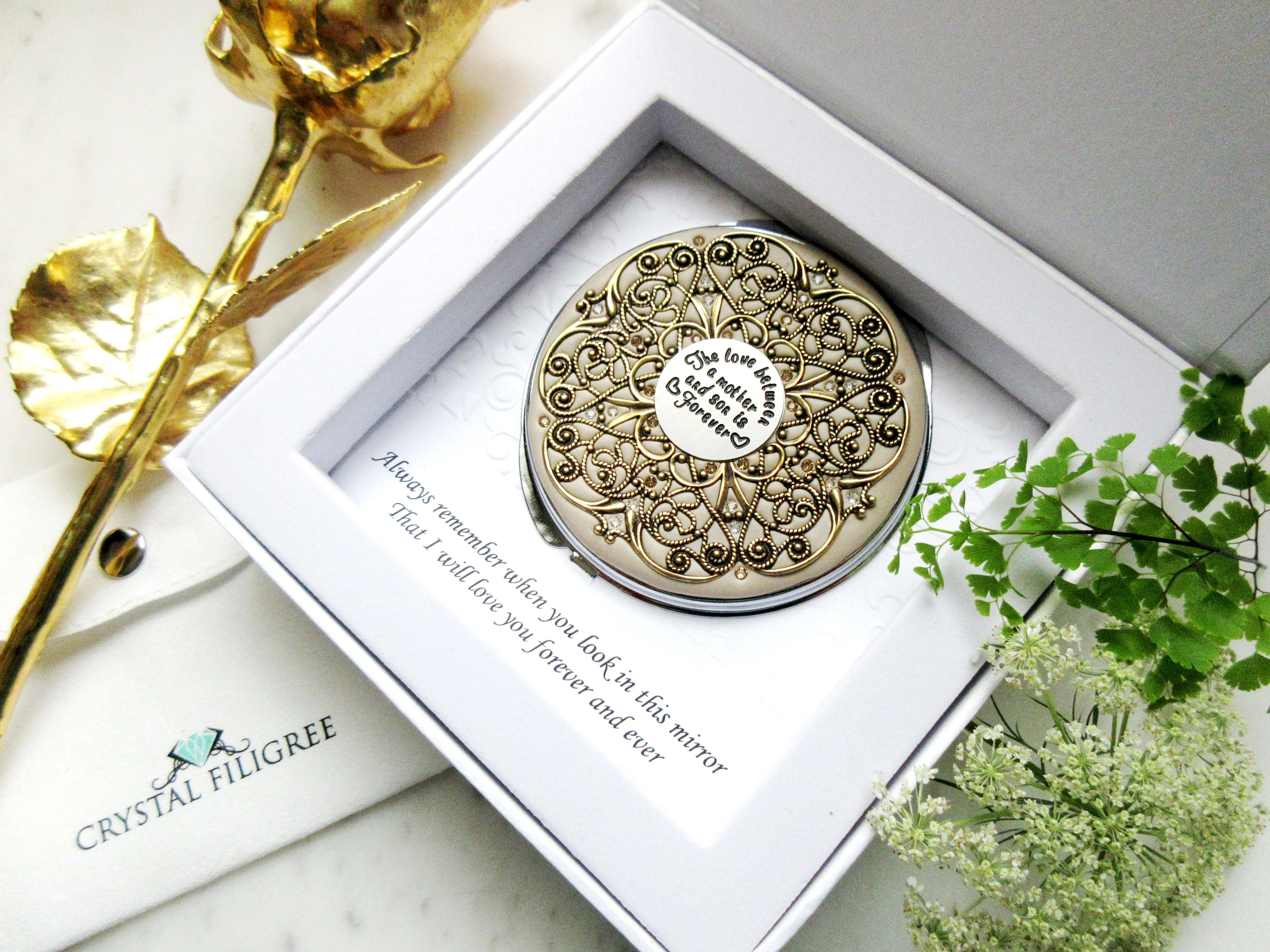 Mother and Son Vintage Compact Mirror