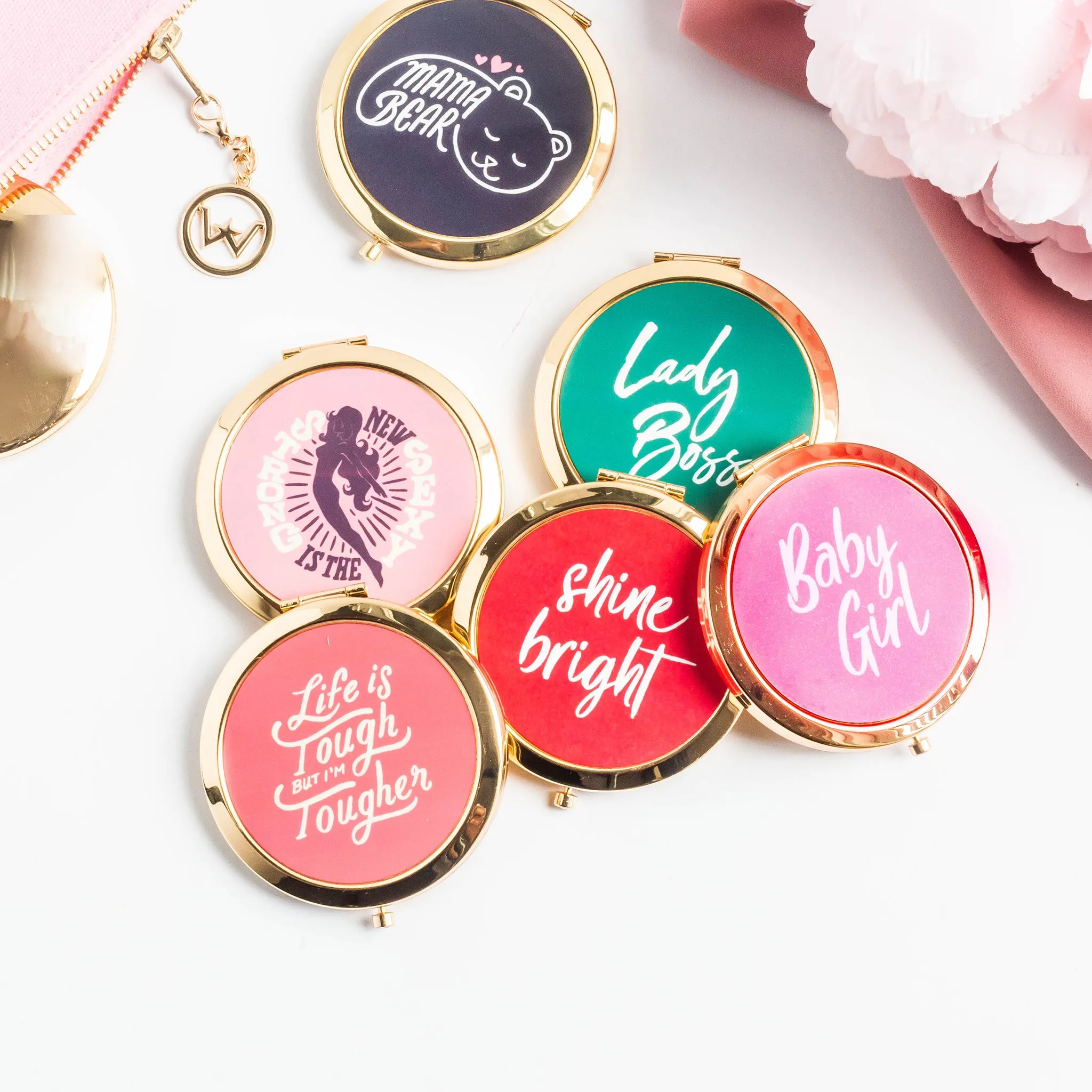Motivational Gold Compact Mirrors