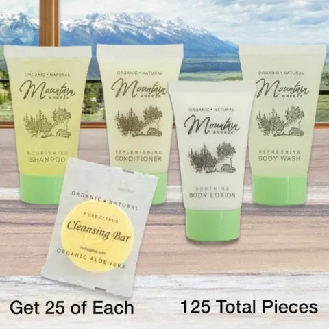Mountain Breeze Vacation Rental Bath Toiletry Supply Bundle Sets