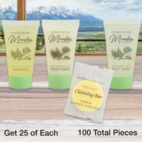 Mountain Breeze Vacation Rental Bath Toiletry Supply Bundle Sets
