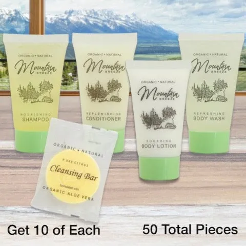 Mountain Breeze Vacation Rental Bath Toiletry Supply Bundle Sets