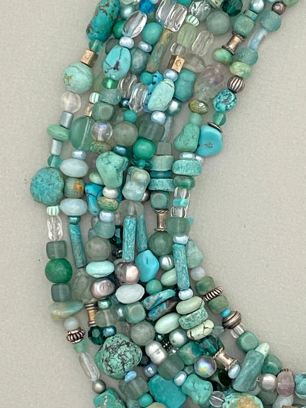 Multi-Strand Turquoise and Silver Statement Necklace