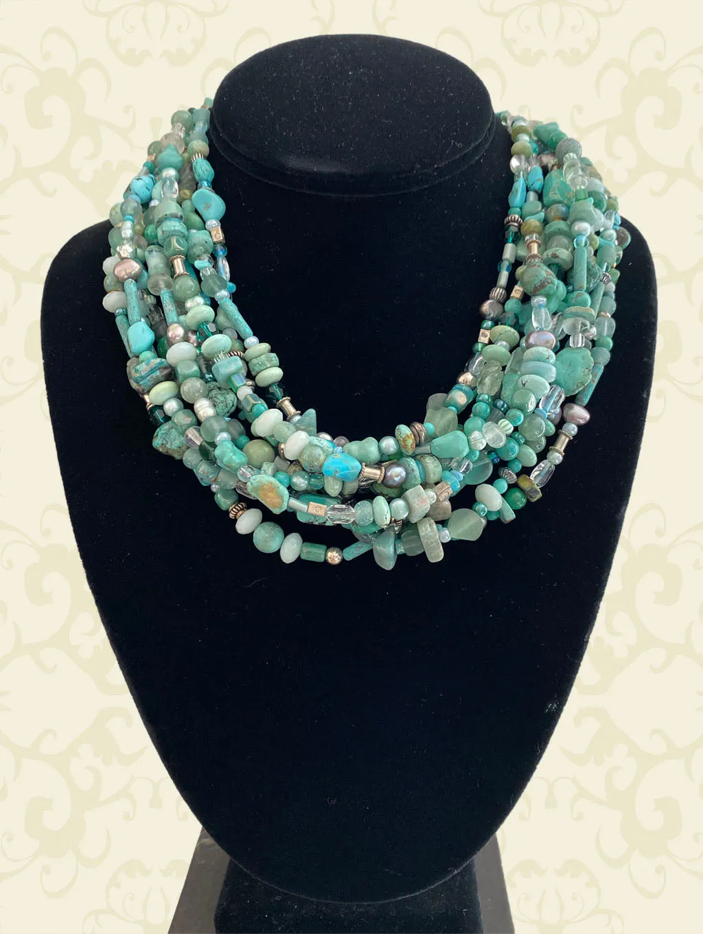 Multi-Strand Turquoise and Silver Statement Necklace