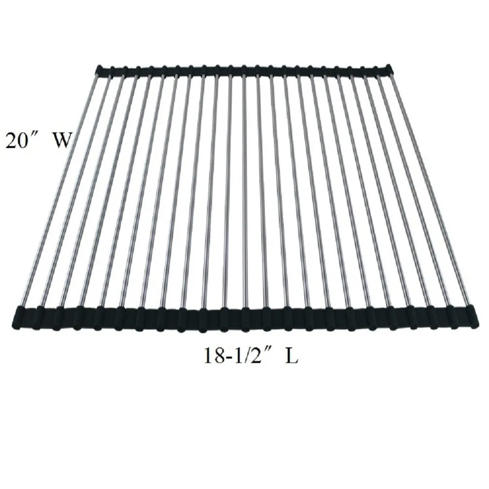 Multipurpose Dish Drying Rack, Dark blue Stainless Steel Over The Sink Rollup Dish Drying Rack, 20"W X 18.5"L