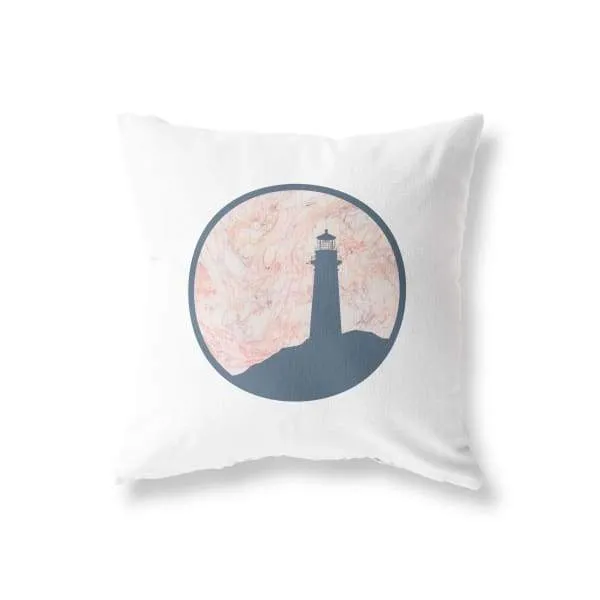 Nantucket Collection | Pink and Blue Lighthouse throw pillow