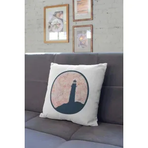 Nantucket Collection | Pink and Blue Lighthouse throw pillow