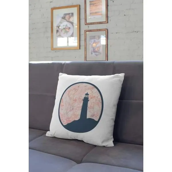 Nantucket Collection | Pink and Blue Lighthouse throw pillow