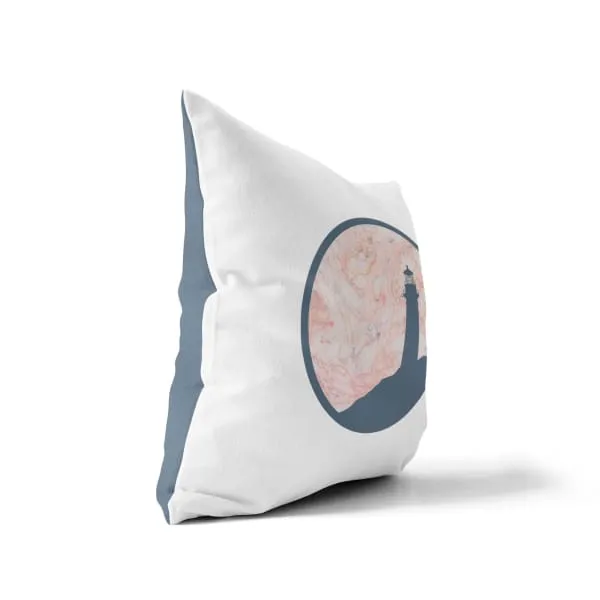 Nantucket Collection | Pink and Blue Lighthouse throw pillow