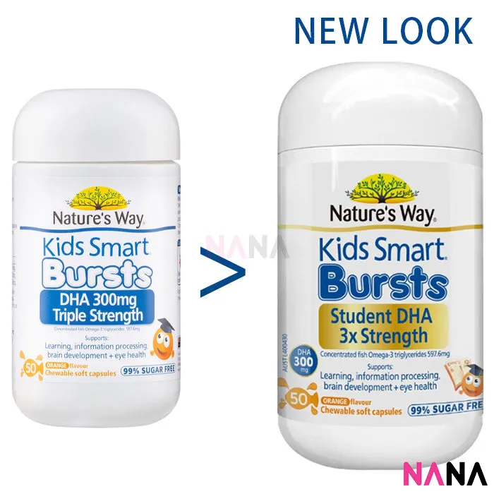 Nature's Way Kids Smart Bursts DHA 300mg Triple Strength 50 Soft Capsules