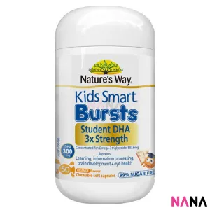 Nature's Way Kids Smart Bursts DHA 300mg Triple Strength 50 Soft Capsules