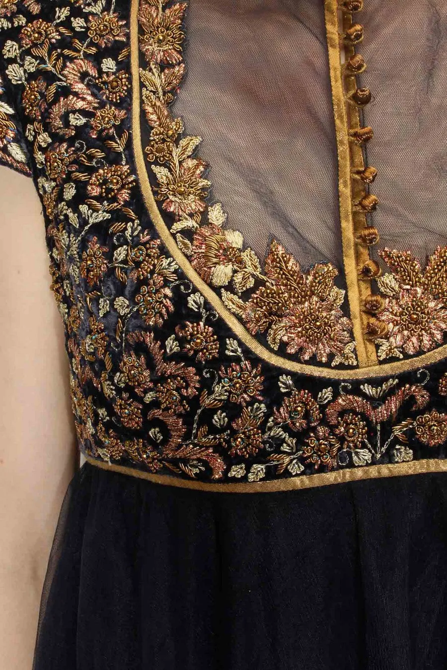 Navy Blue and Ivory shaded anarkali suit