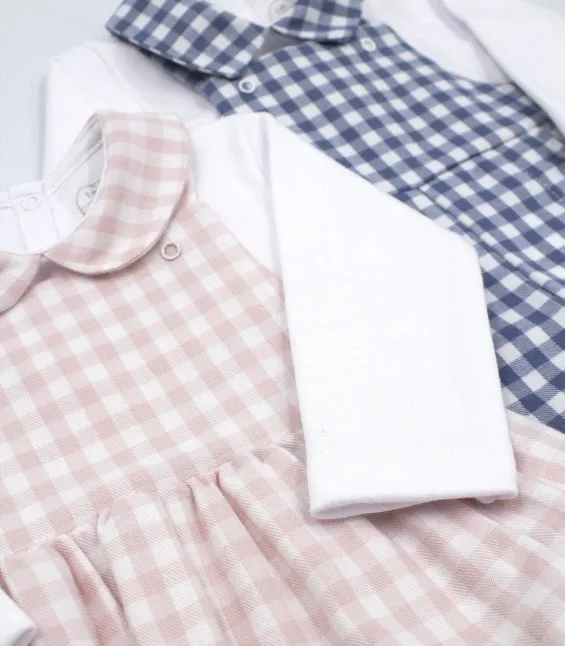 Navy Check Dungarees and Body Set - Two Piece Set - LAST SET IN 24 MONTHS