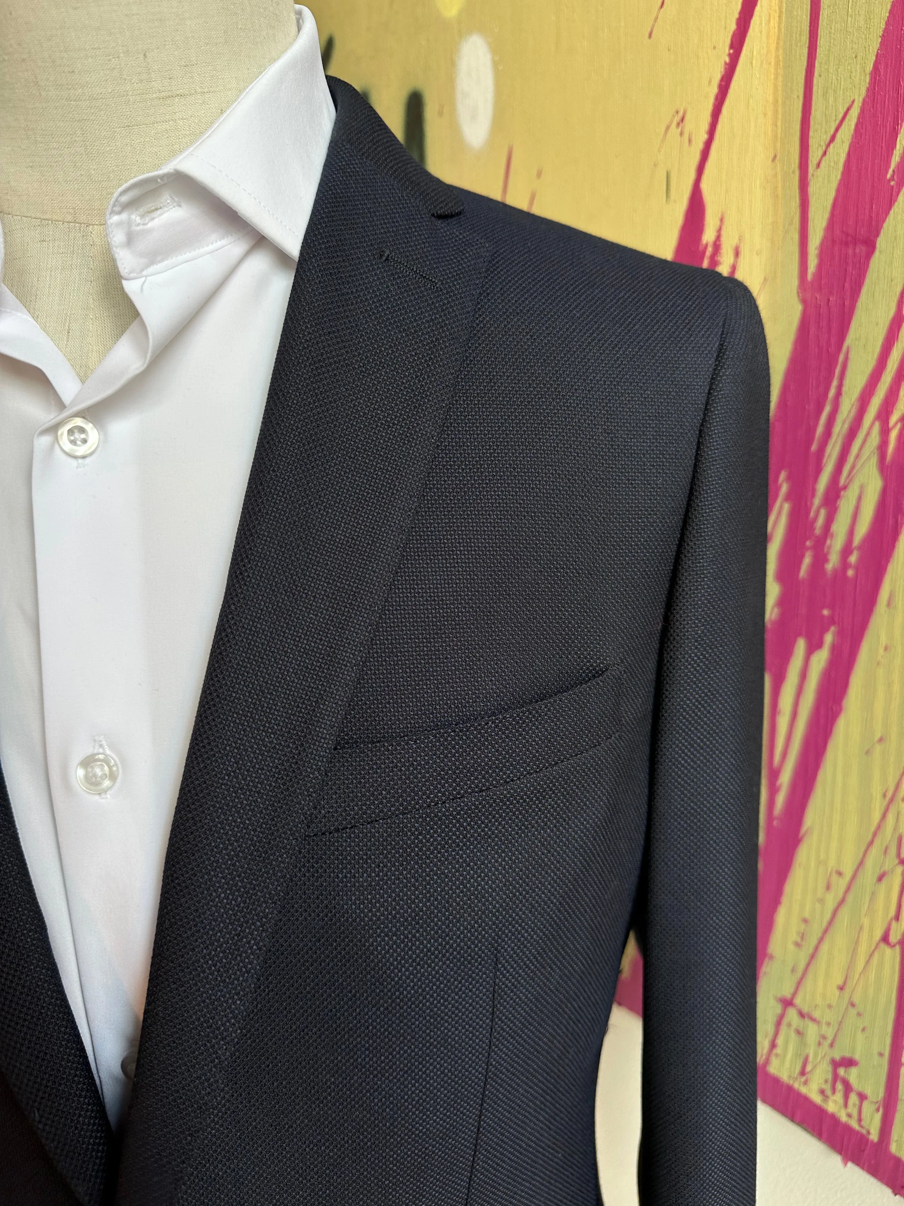 Navy Diamond Weave Premium Italian Suit