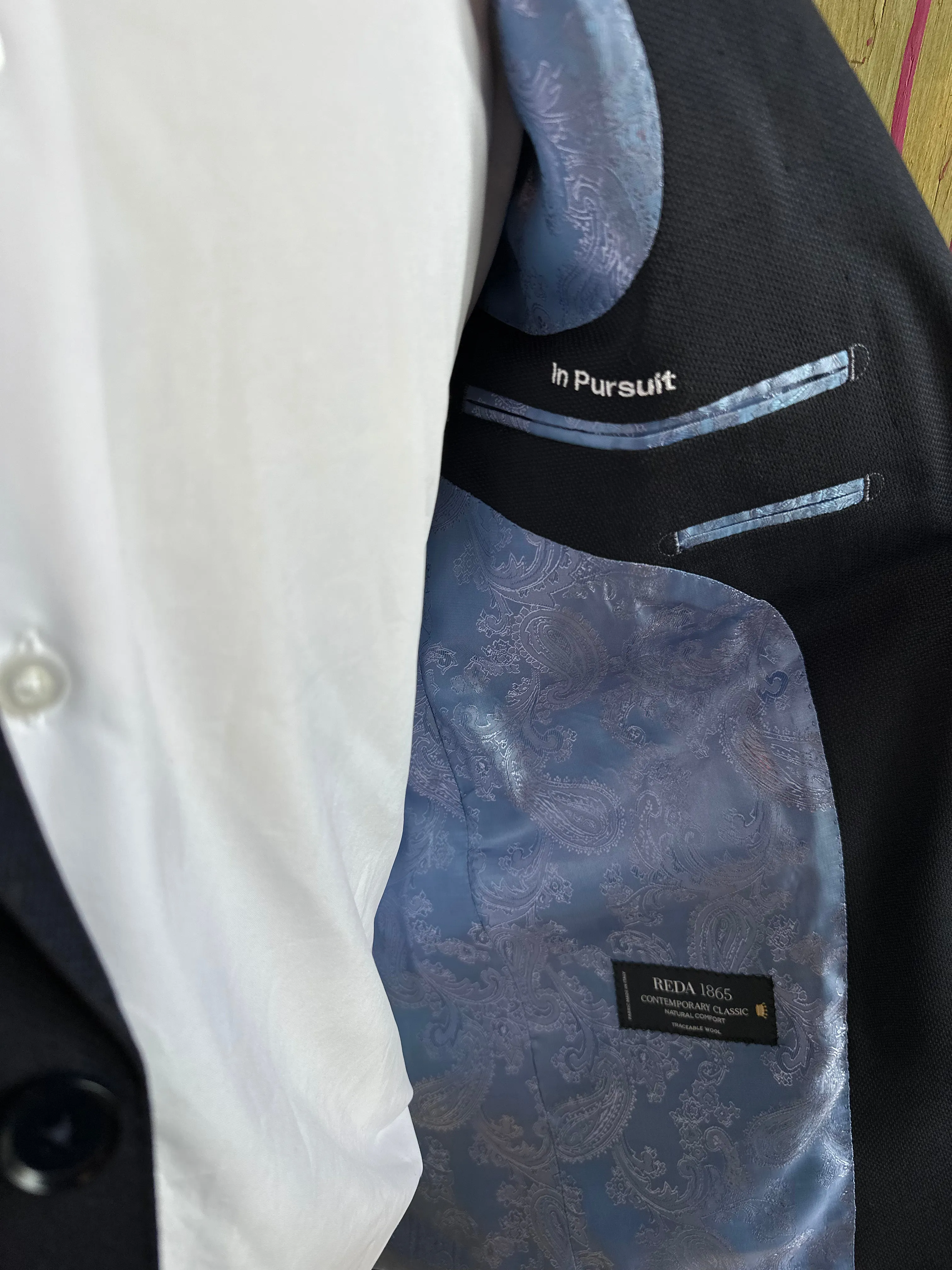 Navy Diamond Weave Premium Italian Suit