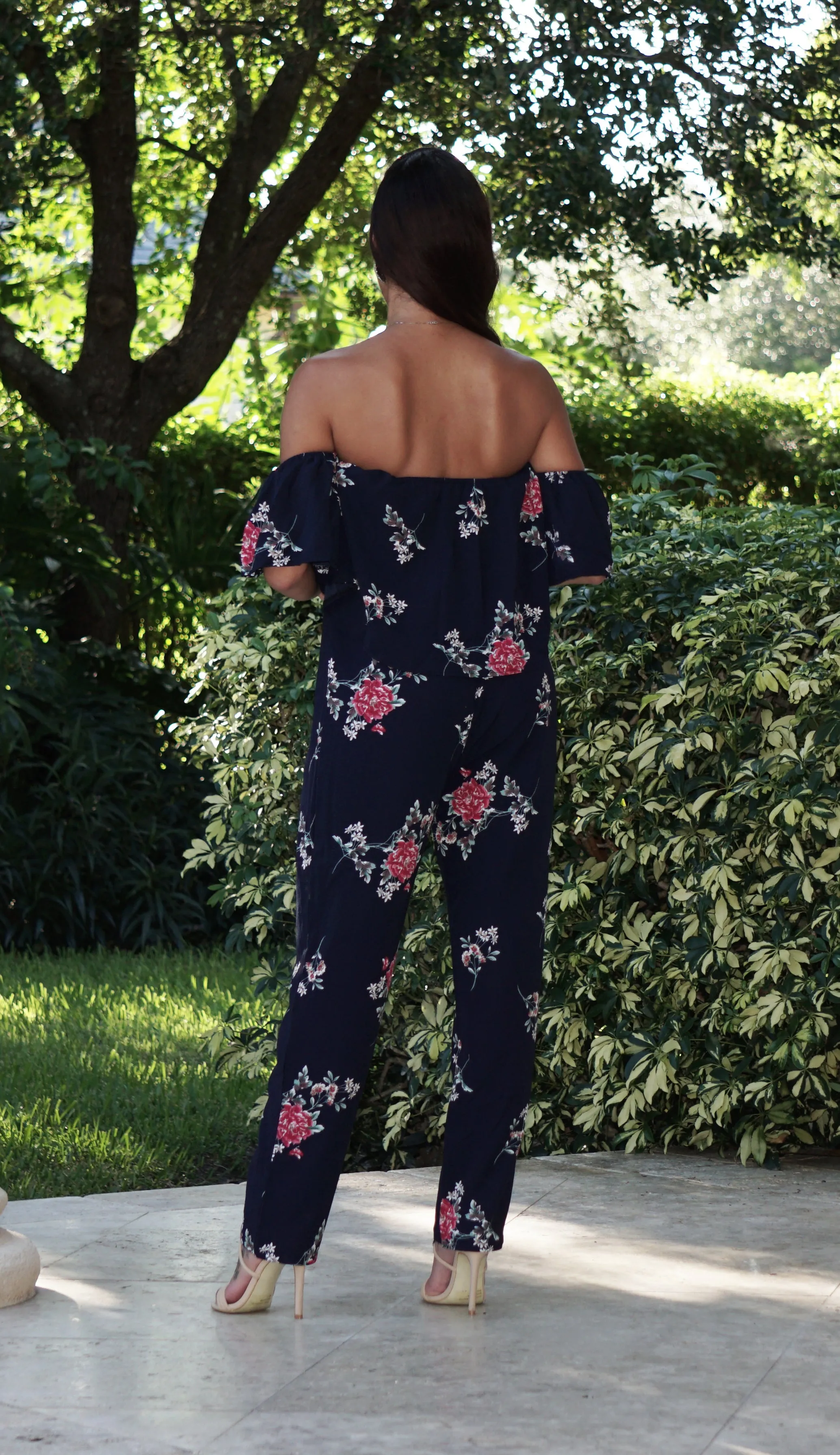 Navy Floral Jumpsuit