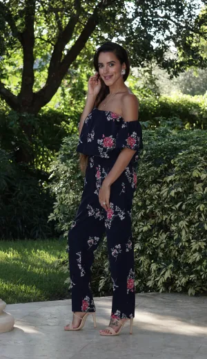 Navy Floral Jumpsuit