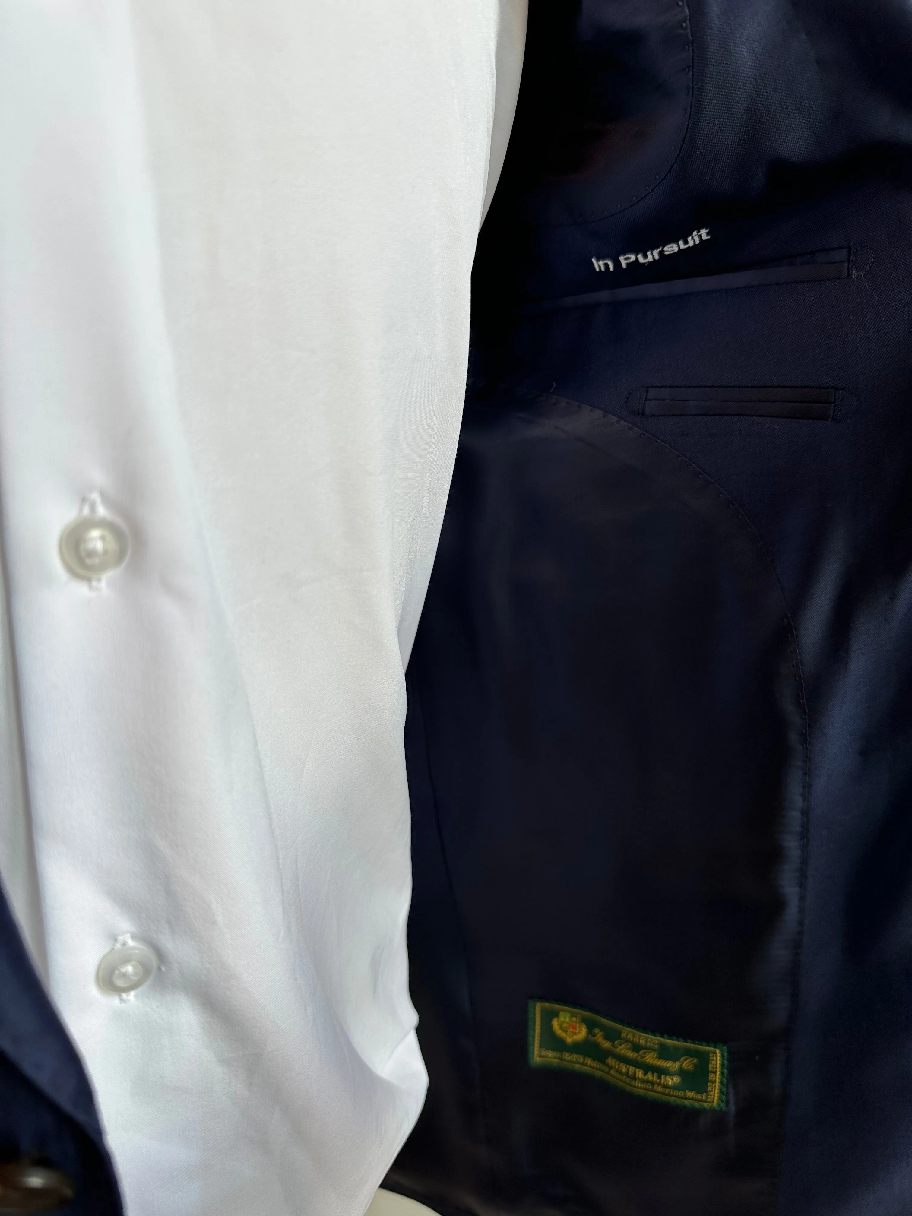 Navy Sharkskin Luxury Suit Coat