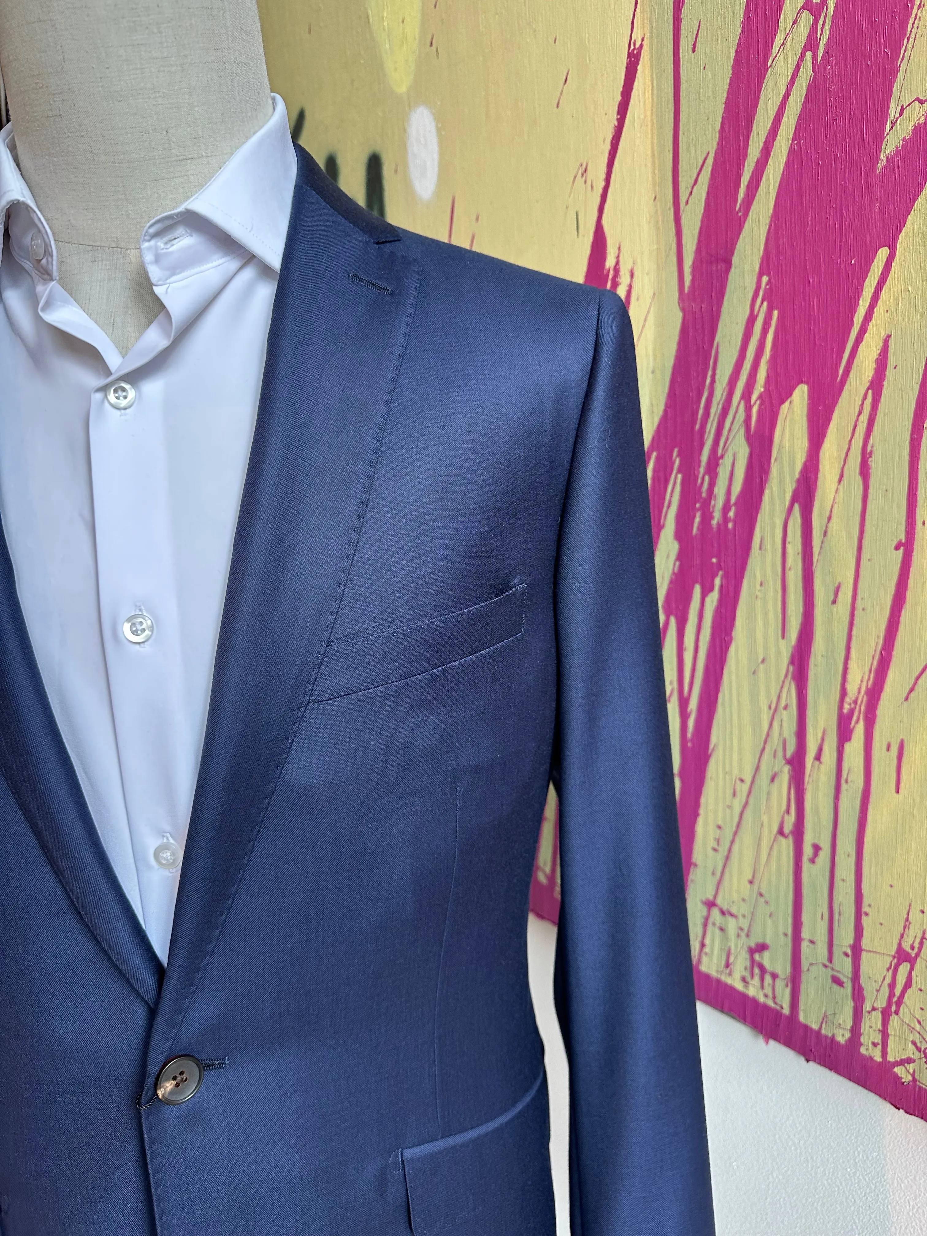 Navy Sharkskin Luxury Suit Coat