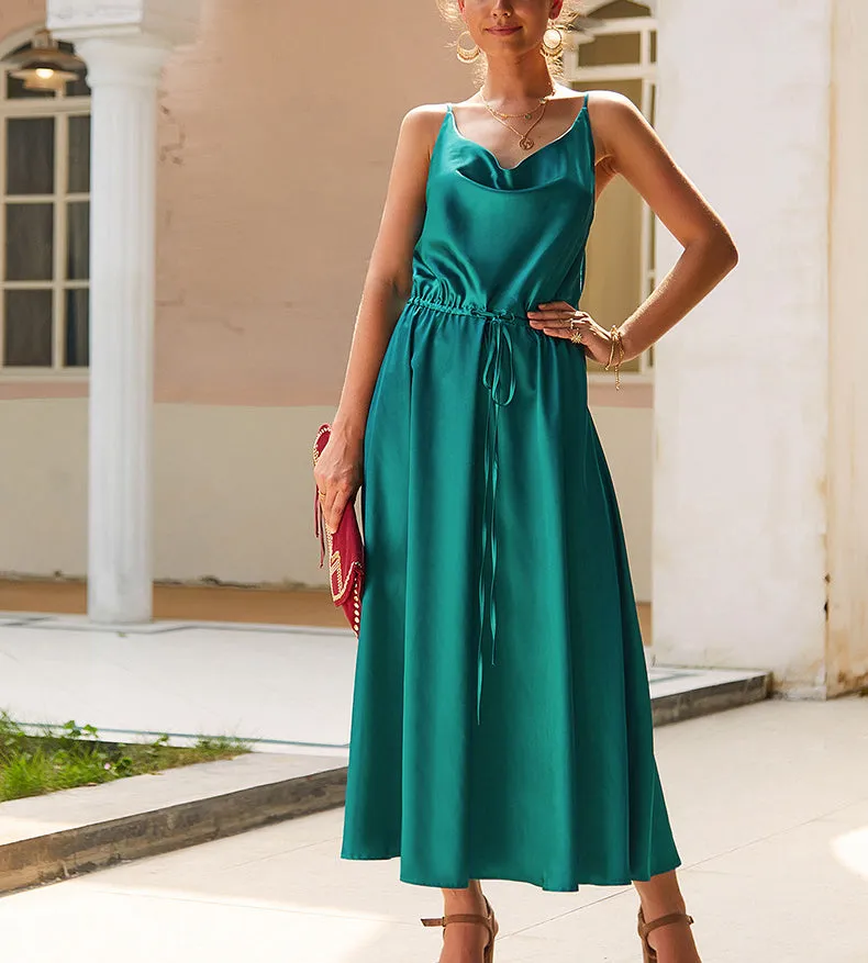 New Autumn Imitation Silk Suspender Dress