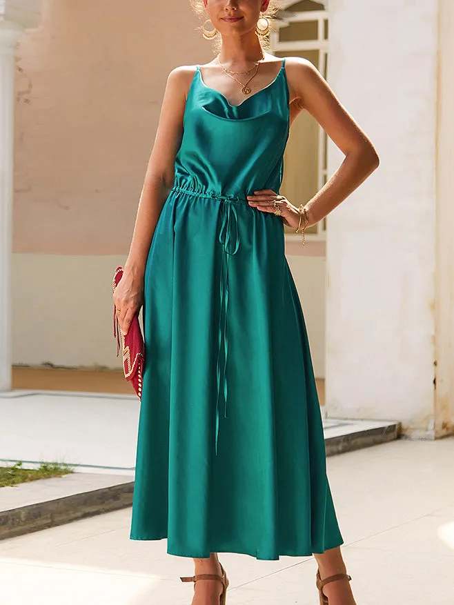 New Autumn Imitation Silk Suspender Dress