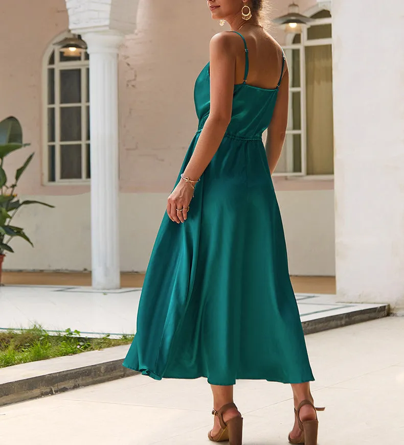New Autumn Imitation Silk Suspender Dress