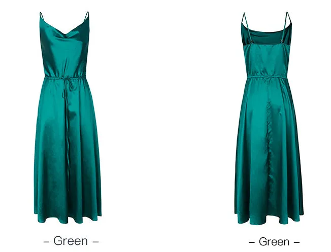 New Autumn Imitation Silk Suspender Dress