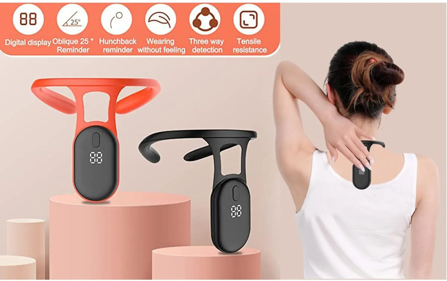 NEW Invisible Smart Posture Corrector, Intelligent Sensor Posture Improvement Invisible Smart Posture Corrector, Help You to Improve Your Posture, Orange!