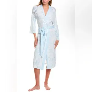 NWT Hale Bob Mid Length Robe in Blue Leaf Pattern 🩵